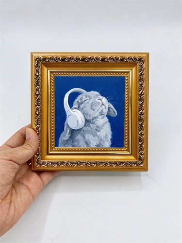 Rabbit music art - music, framed