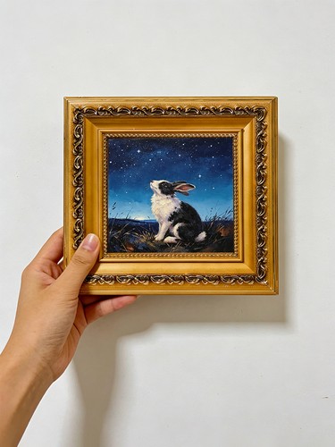 Rabbit gazing starry night - rabbit,