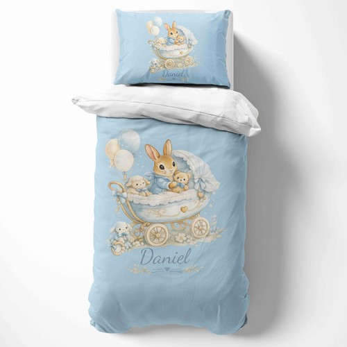 Personalised name bunny pram - personalised,