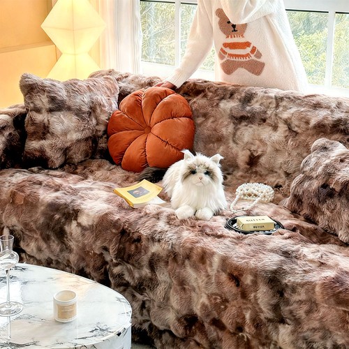 Soft faux rabbit fur sofa - faux,