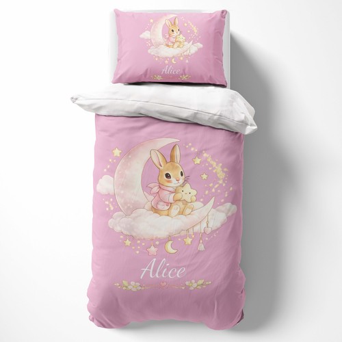 Personalised moon pink - moon, bunny