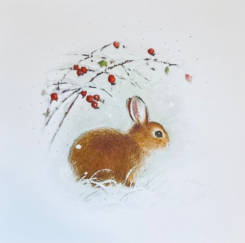Christmas card snowy rabbit - ‘snowy,