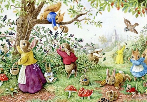 Vintage nostalgic rabbit card - vintage,
